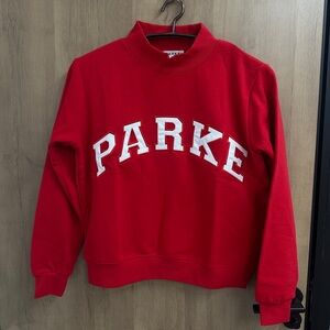 Parke Women's Red Crewneck Sweatshirt with White Collegiate Logo